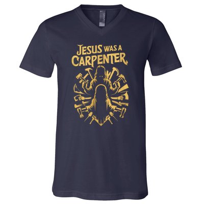 Divine Craftsman: Jesus Was A Carpenter V-Neck T-Shirt