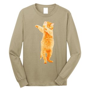 Dabbing Cat Kitten Funny Dab Dance Kitty Funny Gift Long Sleeve Shirt