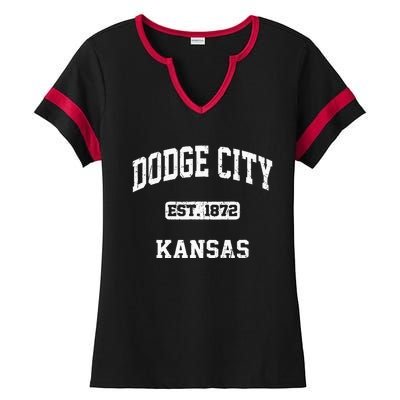 Dodge City Kansas KS Vintage State Athletic Style Ladies Halftime Notch Neck Tee