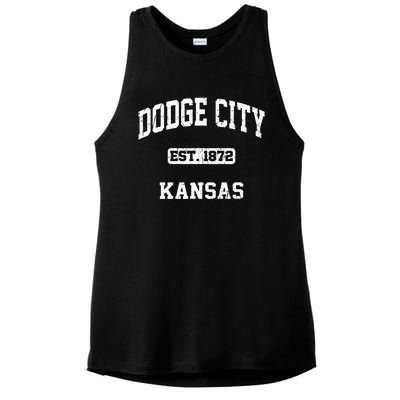 Dodge City Kansas KS Vintage State Athletic Style Ladies PosiCharge Tri-Blend Wicking Tank