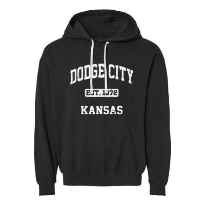 Dodge City Kansas KS Vintage State Athletic Style Garment-Dyed Fleece Hoodie