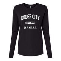 Dodge City Kansas KS Vintage State Athletic Style Womens Cotton Relaxed Long Sleeve T-Shirt