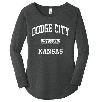 Dodge City Kansas KS Vintage State Athletic Style Women's Perfect Tri Tunic Long Sleeve Shirt