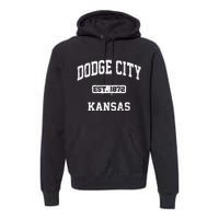 Dodge City Kansas KS Vintage State Athletic Style Premium Hoodie