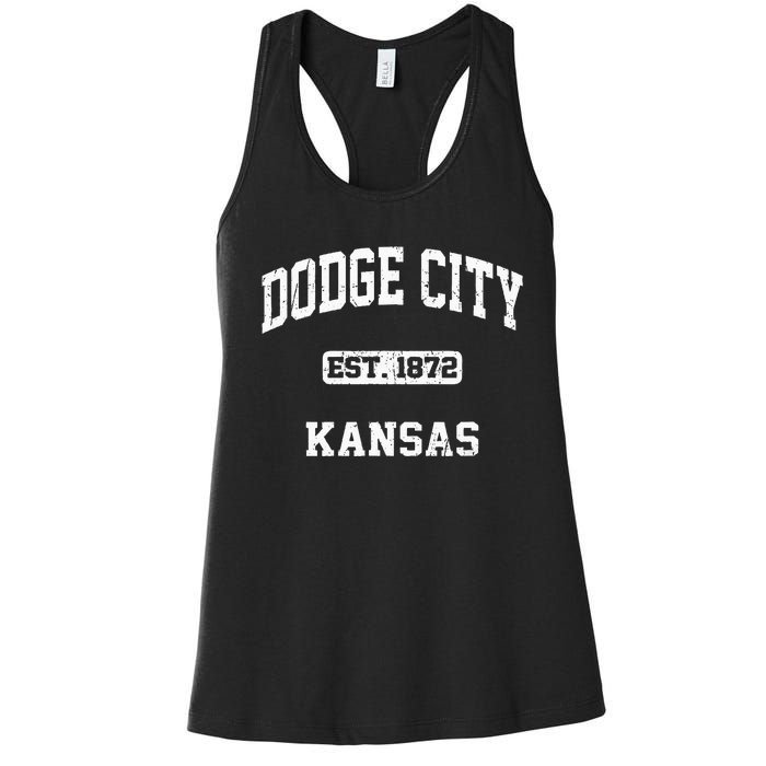 Dodge City Kansas KS Vintage State Athletic Style Women's Racerback Tank