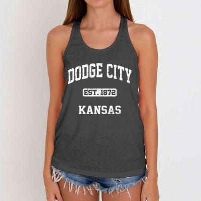 Dodge City Kansas KS Vintage State Athletic Style Women's Knotted Racerback Tank