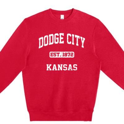 Dodge City Kansas KS Vintage State Athletic Style Premium Crewneck Sweatshirt