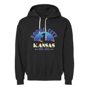 Dodge City Kansas Ks Wild Horse Garment-Dyed Fleece Hoodie