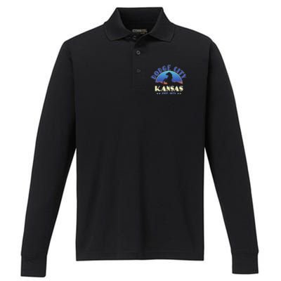 Dodge City Kansas Ks Wild Horse Performance Long Sleeve Polo