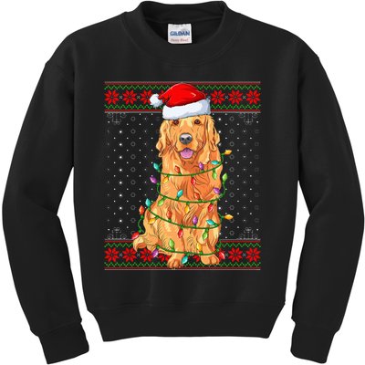 Dog Christmas Lights Ugly Sweater Golden Retriever Dog Xmas Kids Sweatshirt