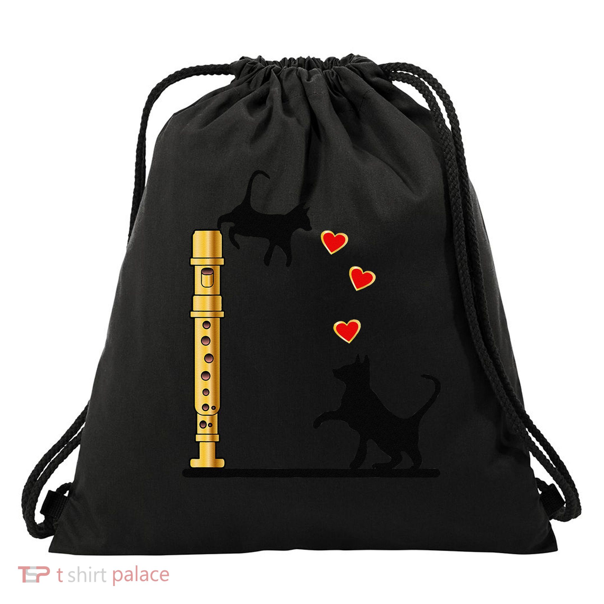 DOG CAT LOVE SOPRANO RECORDER FLUTE Drawstring Bag
