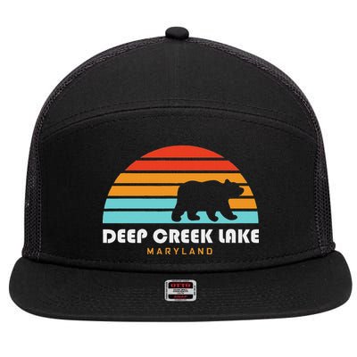 Deep Creek Lake Maryland Bear Deep Creek Lake 7 Panel Mesh Trucker Snapback Hat