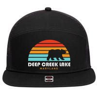 Deep Creek Lake Maryland Bear Deep Creek Lake 7 Panel Mesh Trucker Snapback Hat