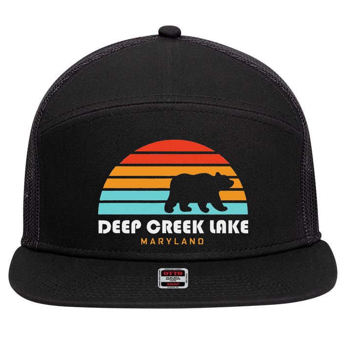 Deep Creek Lake Maryland Bear Deep Creek Lake 7 Panel Mesh Trucker Snapback Hat
