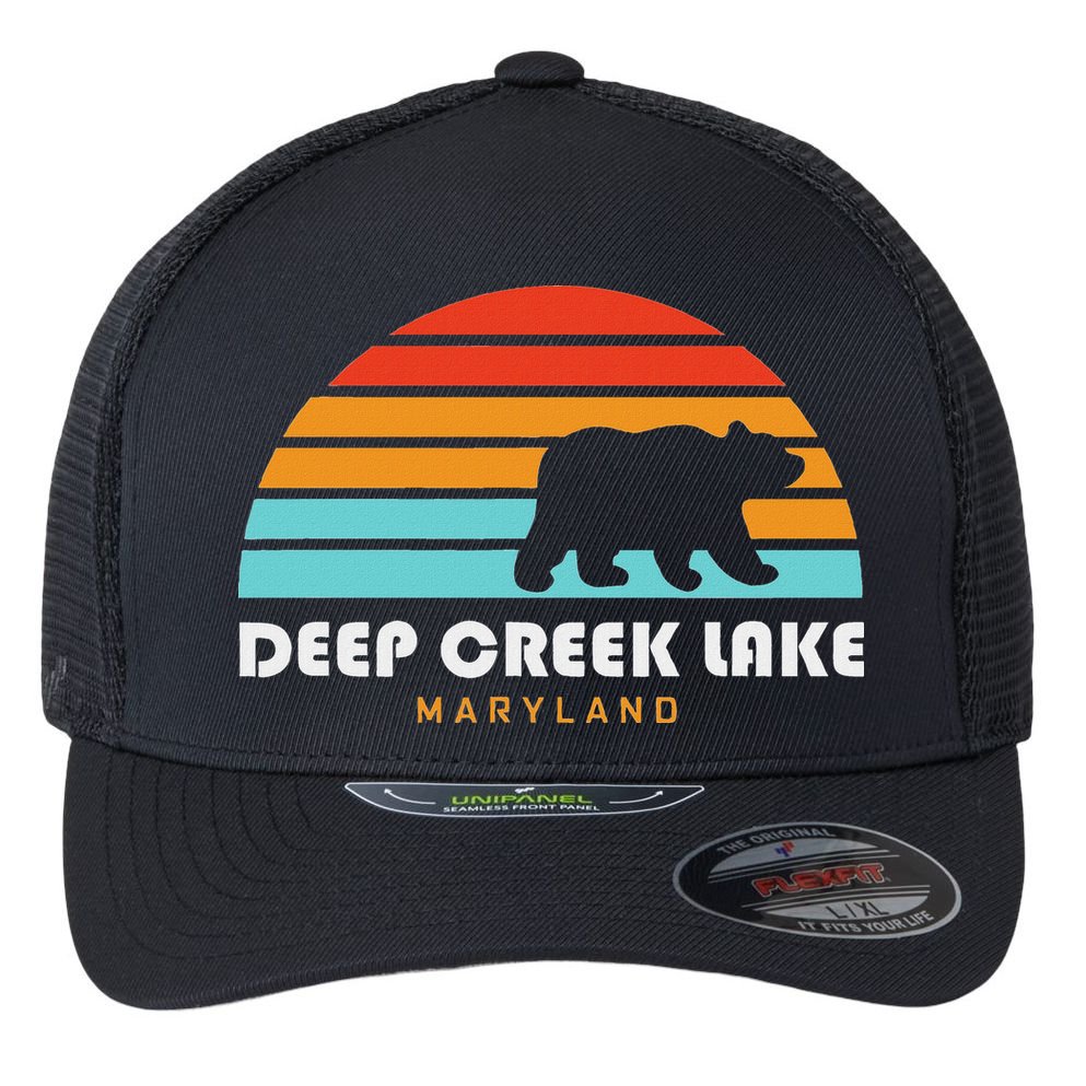 Deep Creek Lake Maryland Bear Deep Creek Lake Flexfit Unipanel Trucker Cap