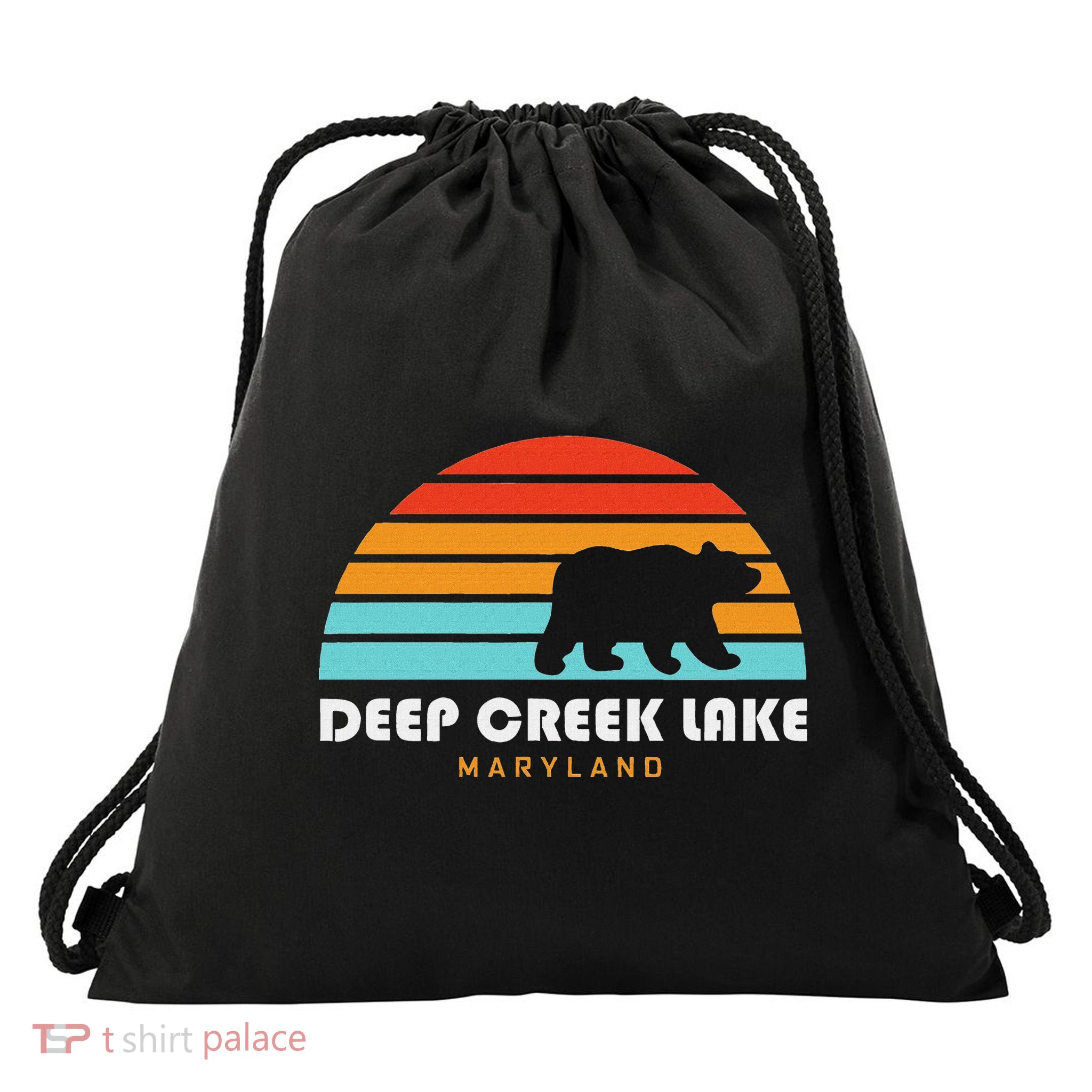 Deep Creek Lake Maryland Bear Deep Creek Lake Drawstring Bag