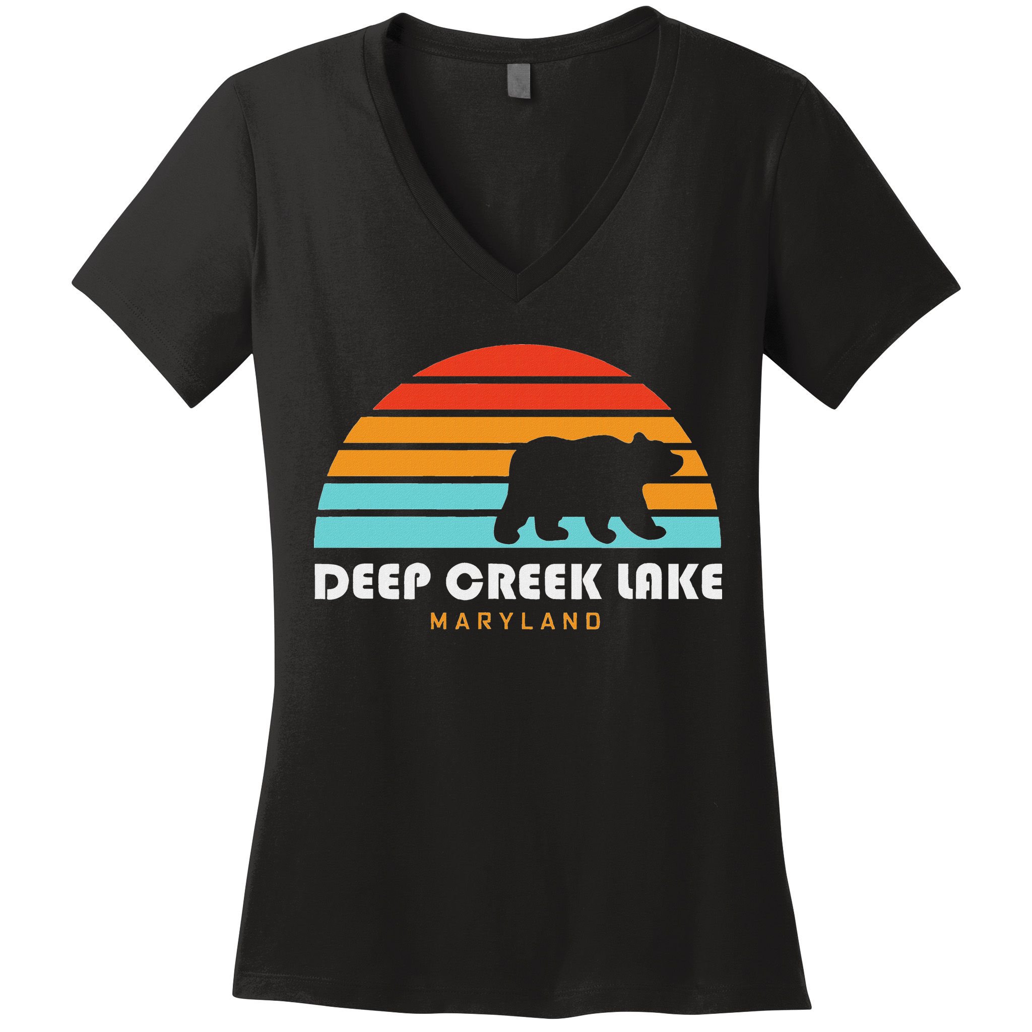 Deep Creek Lake Maryland Bear Deep Creek Lake Women's V-Neck T-Shirt