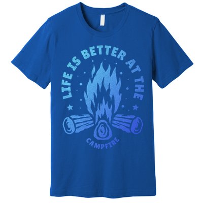 Distressed Camping Life Is Better At The Campfire Camp Life Gift Premium T-Shirt