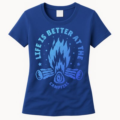 Distressed Camping Life Is Better At The Campfire Camp Life Gift Womens T-Shirt