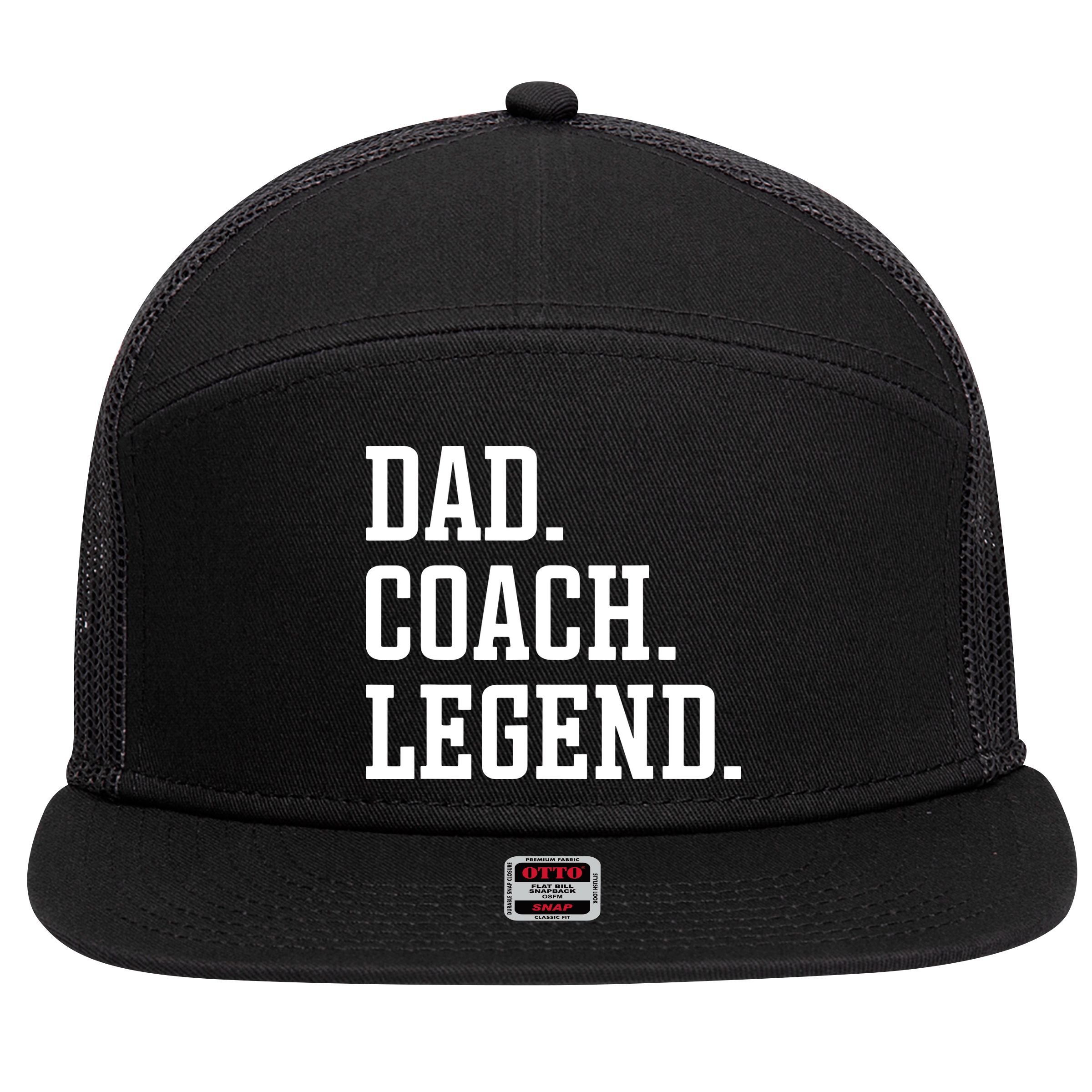 Dad Coach Legend Coach Dad 7 Panel Mesh Trucker Snapback Hat