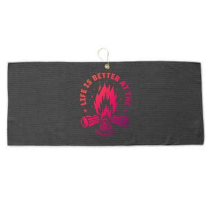 Distressed Camping Life Is Better At The Campfire Camp Life Gift Large Microfiber Waffle Golf Towel