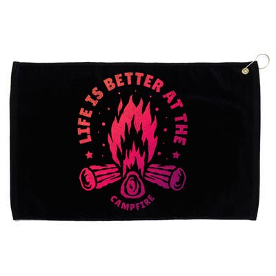 Distressed Camping Life Is Better At The Campfire Camp Life Gift Grommeted Golf Towel