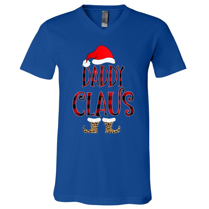 Daddy Claus Leopard Christmas Pajama Santa Gift For Father's Gift V-Neck T-Shirt