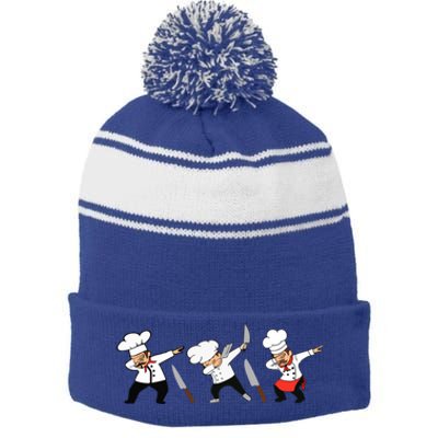 Dabbing Chef Lover Chief Cook Culinary Cool Gift Stripe Pom Pom Beanie