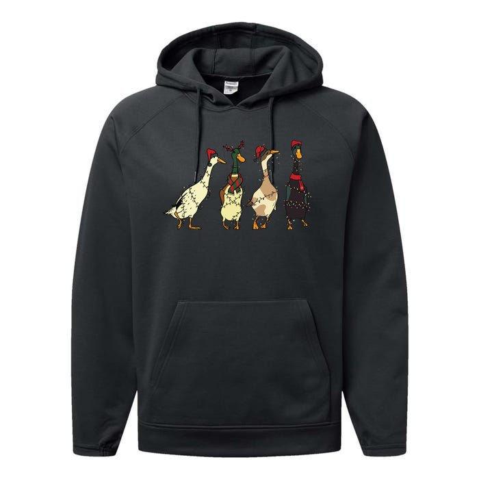 Ducks Christmas Light Performance Fleece Hoodie