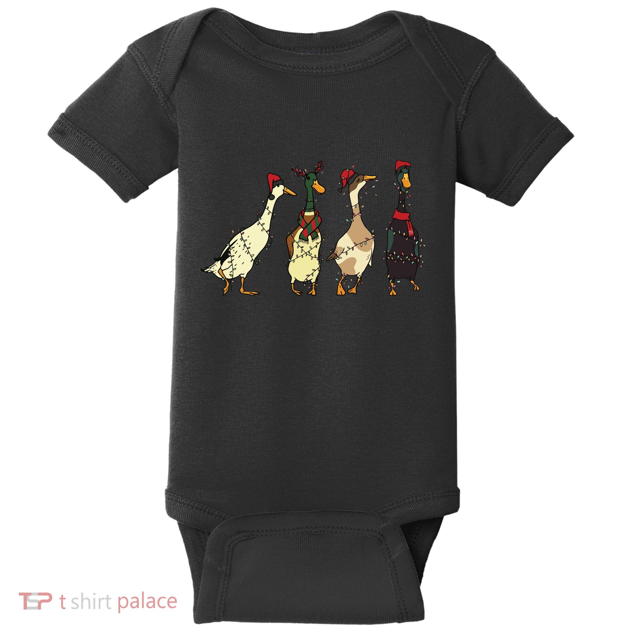 Ducks Christmas Light Baby Bodysuit