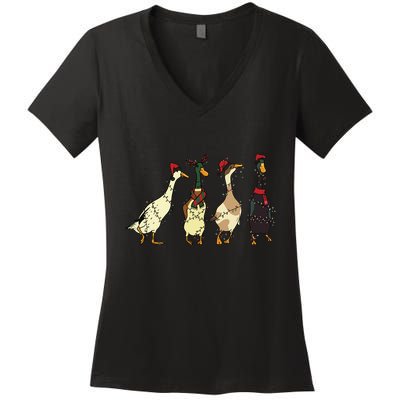 Ducks Christmas Light Women's V-Neck T-Shirt