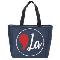 Distressed Comma La Funny Gift Kamala Harris Lovers Zip Tote Bag