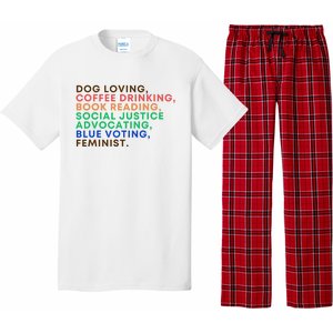 Dog Coffee Lover Feminist Voter 2024 Election Harris Walz Pajama Set