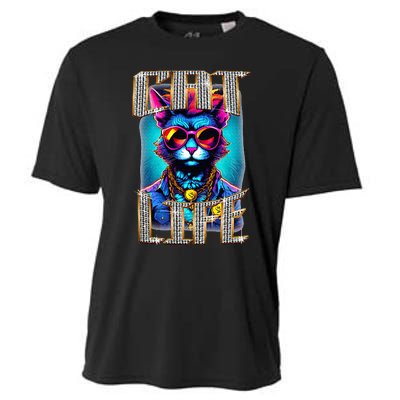 Diamond Cat Life With Glasses And Necklace Cooling Performance Crew T-Shirt