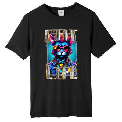 Diamond Cat Life With Glasses And Necklace Tall Fusion ChromaSoft Performance T-Shirt