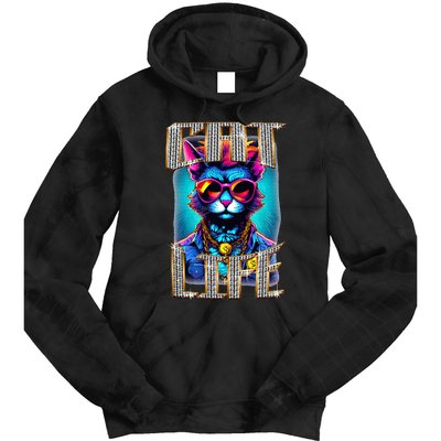 Diamond Cat Life With Glasses And Necklace Tie Dye Hoodie