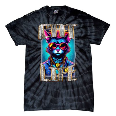 Diamond Cat Life With Glasses And Necklace Tie-Dye T-Shirt