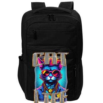 Diamond Cat Life With Glasses And Necklace Impact Tech Backpack