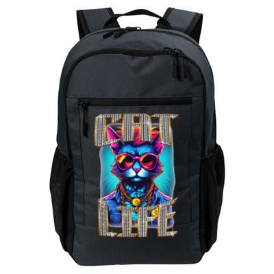 Diamond Cat Life With Glasses And Necklace Daily Commute Backpack