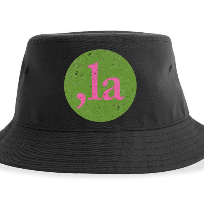 Distressed Comma La Funny Kamala Harris 2024 For President Sustainable Bucket Hat