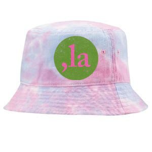 Distressed Comma La Funny Kamala Harris 2024 For President Tie-Dyed Bucket Hat