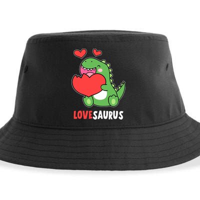 Dinosaur Cute LoveSaurus Valentines Day Heart Sustainable Bucket Hat