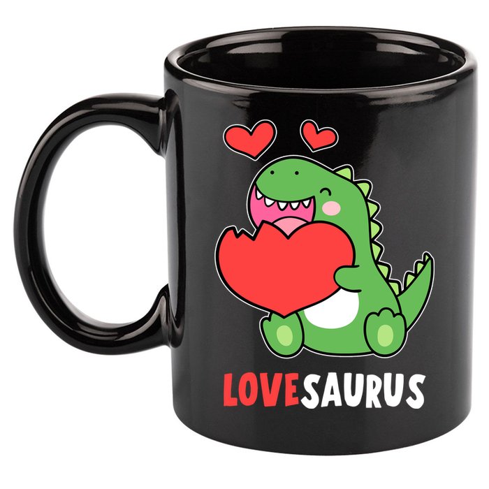 Dinosaur Cute LoveSaurus Valentines Day Heart 11oz C Handle Ceramic Mug