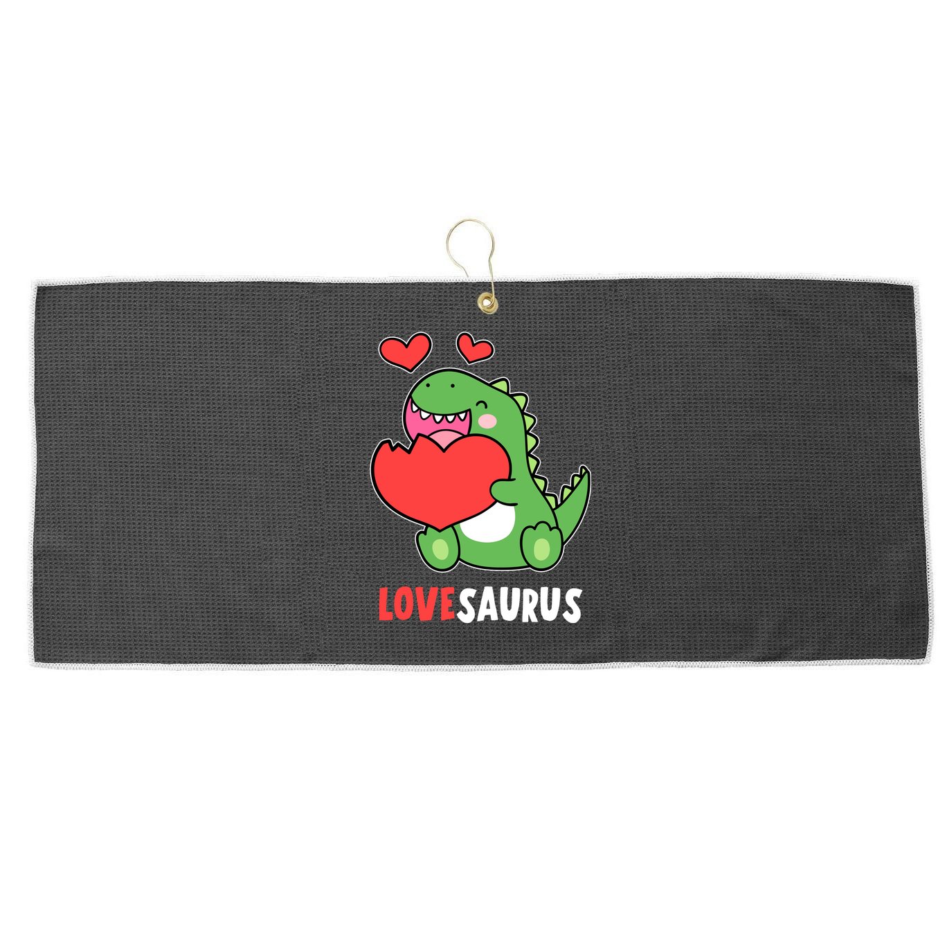 Dinosaur Cute LoveSaurus Valentines Day Heart Large Microfiber Waffle Golf Towel