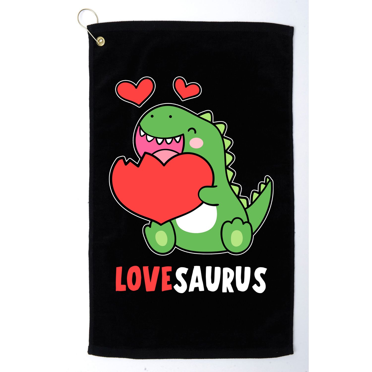 Dinosaur Cute LoveSaurus Valentines Day Heart Golf Towel