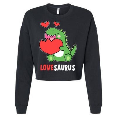 Dinosaur Cute LoveSaurus Valentines Day Heart Cropped Pullover Crew