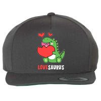 Dinosaur Cute LoveSaurus Valentines Day Heart Wool Snapback Cap