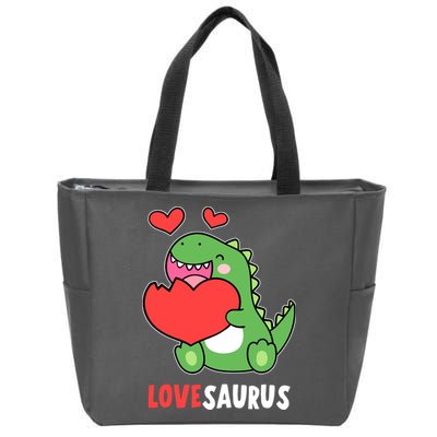 Dinosaur Cute LoveSaurus Valentines Day Heart Zip Tote Bag