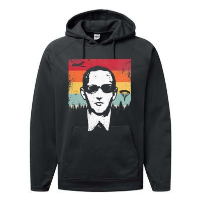 Db Cooper Lives Sketch Unsolved Mystery Urban Legend Rainbow Performance Fleece Hoodie