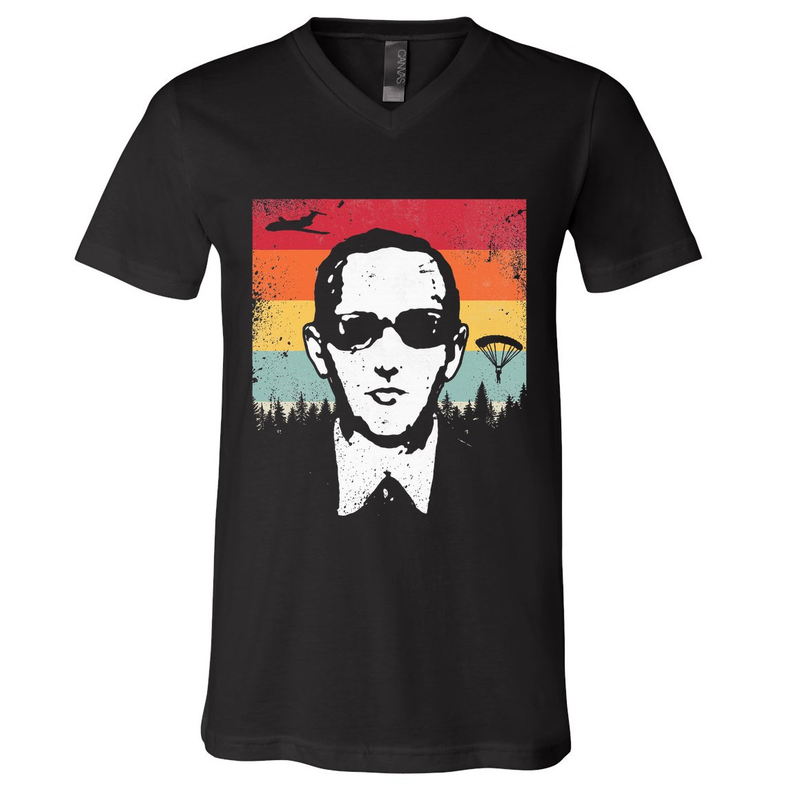 Db Cooper Lives Sketch Unsolved Mystery Urban Legend Rainbow V-Neck T-Shirt